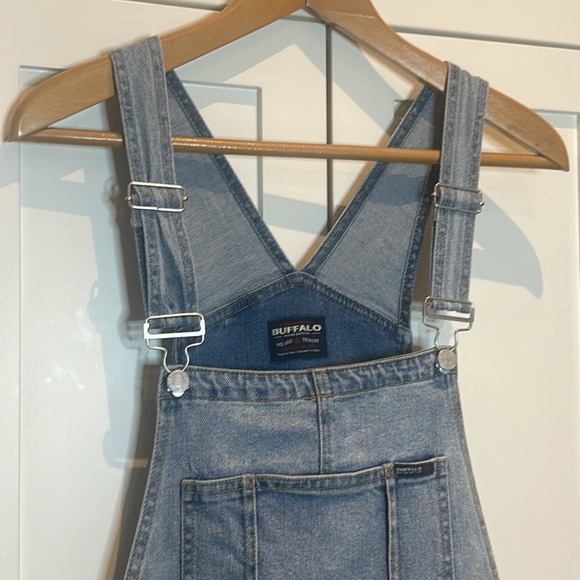 Buffalo David Bitton Denim Short Overalls Shortalls Women’s Size L - Picture 3 of 16